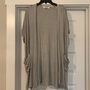 CJLA Short Sleeve Cardigan Black and White Striped